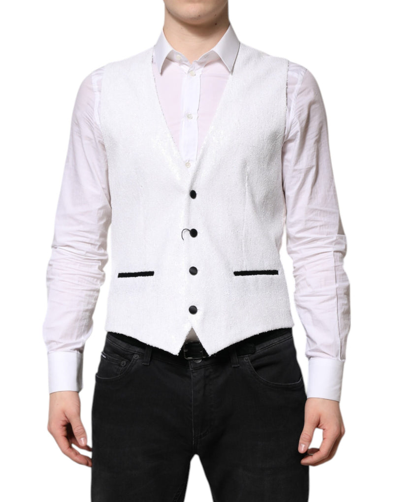 Colete social Dolce & Gabbana branco com paetês