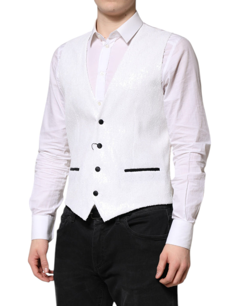 Colete social Dolce & Gabbana branco com paetês
