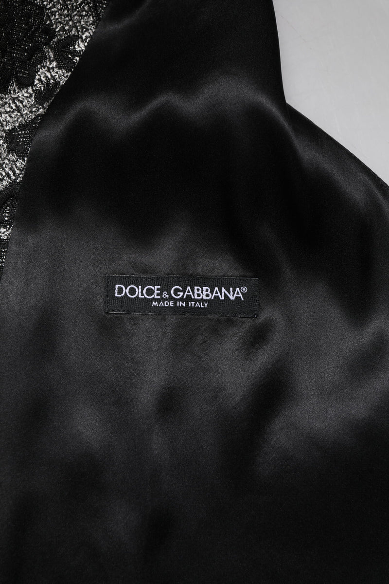 Gilet de cérémonie pour homme en brocart noir et gris Dolce & Gabbana