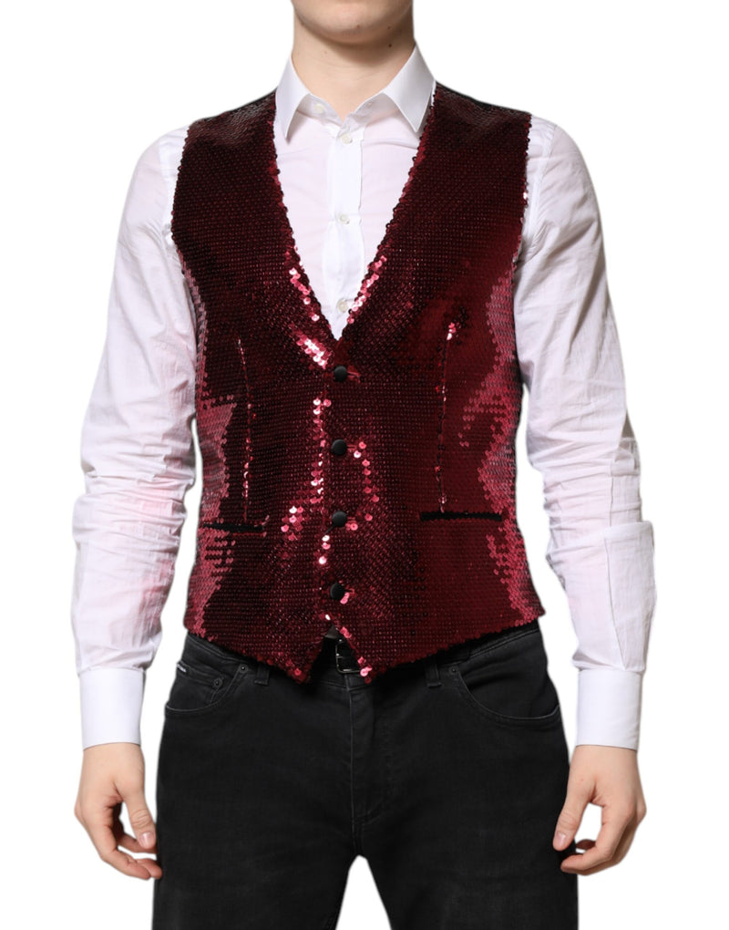 Chaleco formal de lentejuelas rojas para hombre de Dolce & Gabbana