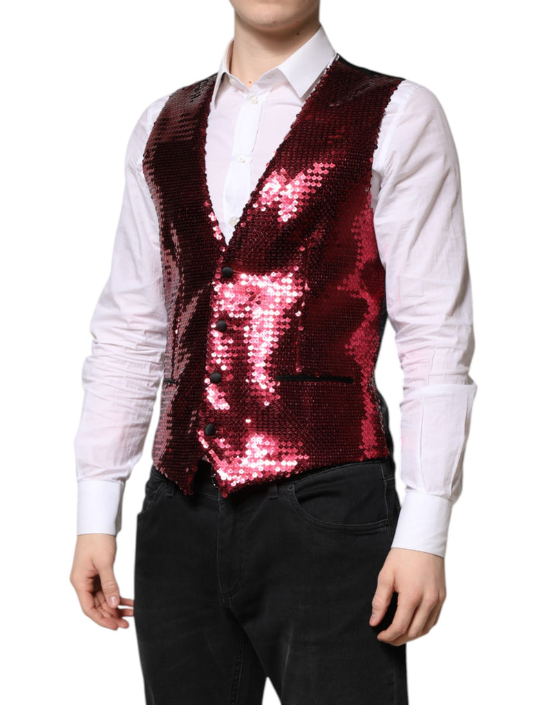 Chaleco formal de lentejuelas rojas para hombre de Dolce & Gabbana