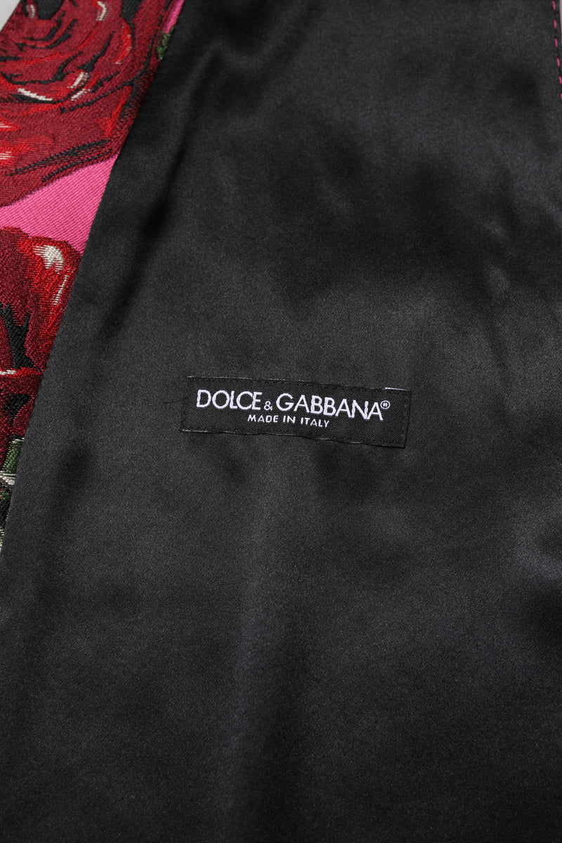 Gilet de cérémonie pour homme en satin rose à fleurs Dolce & Gabbana