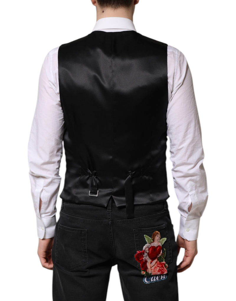 Gilet de cérémonie pour homme en brocart rouge à fleurs Dolce & Gabbana