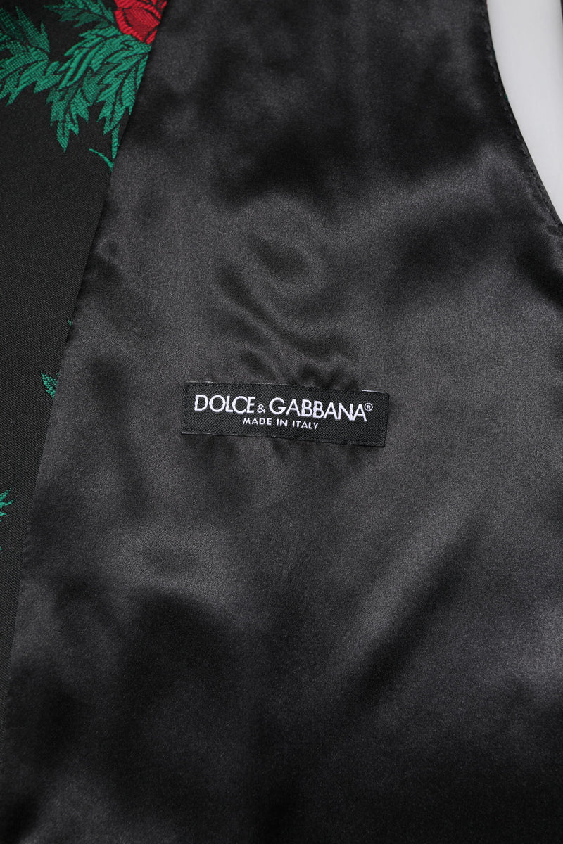 Gilet de cérémonie pour homme en brocart rouge à fleurs Dolce & Gabbana