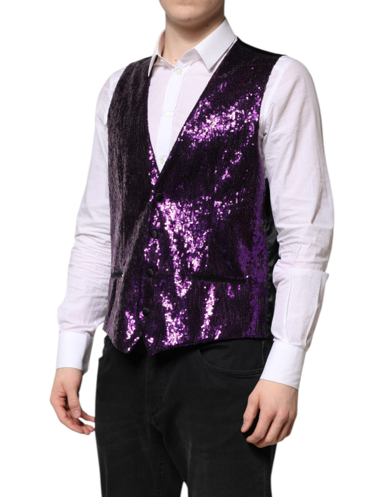 Chaleco formal de lentejuelas moradas de Dolce & Gabbana