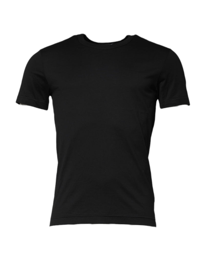 Camiseta negra de algodón, manga corta y cuello redondo de Dolce & Gabbana