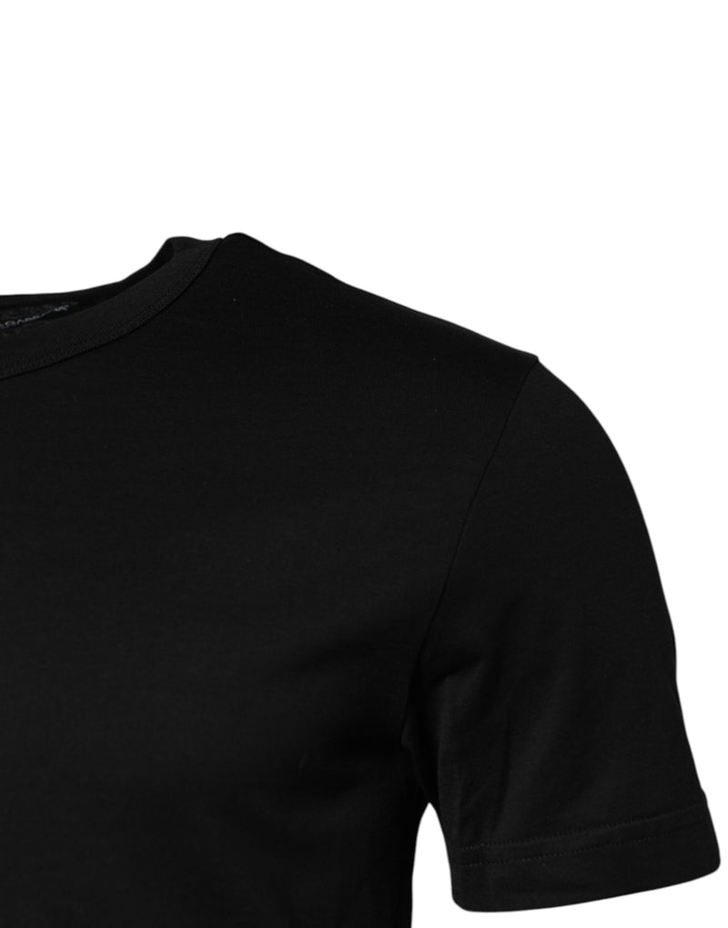 Camiseta negra de algodón, manga corta y cuello redondo de Dolce & Gabbana
