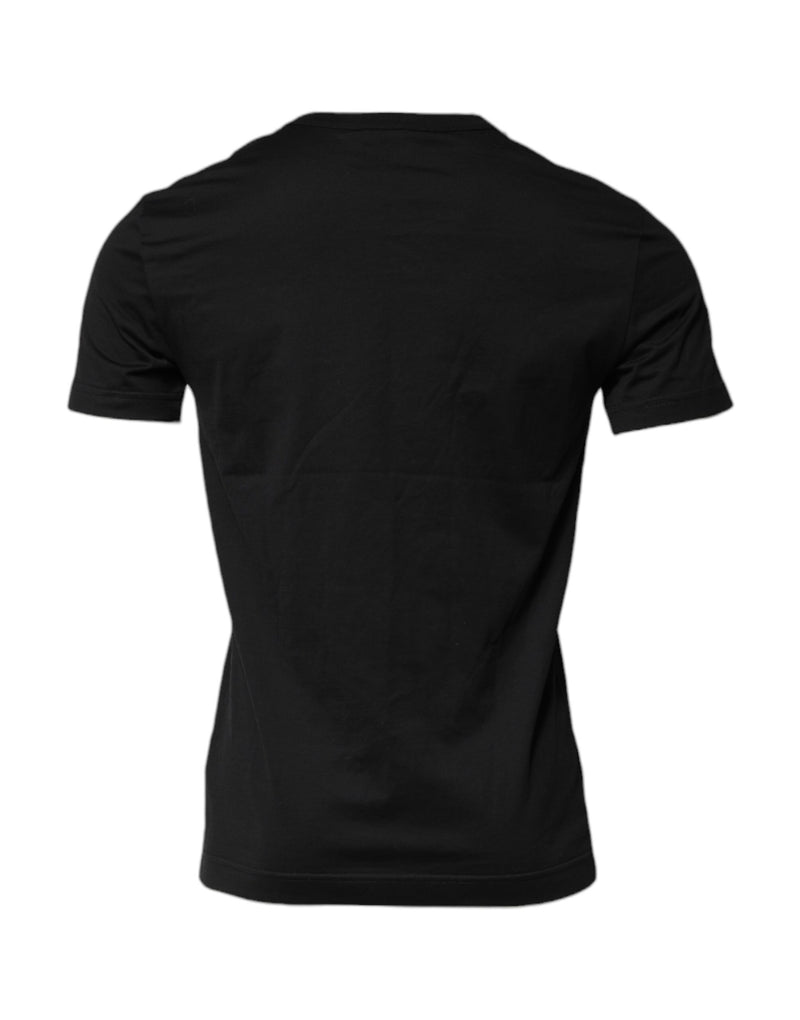 Camiseta negra de algodón, manga corta y cuello redondo de Dolce & Gabbana