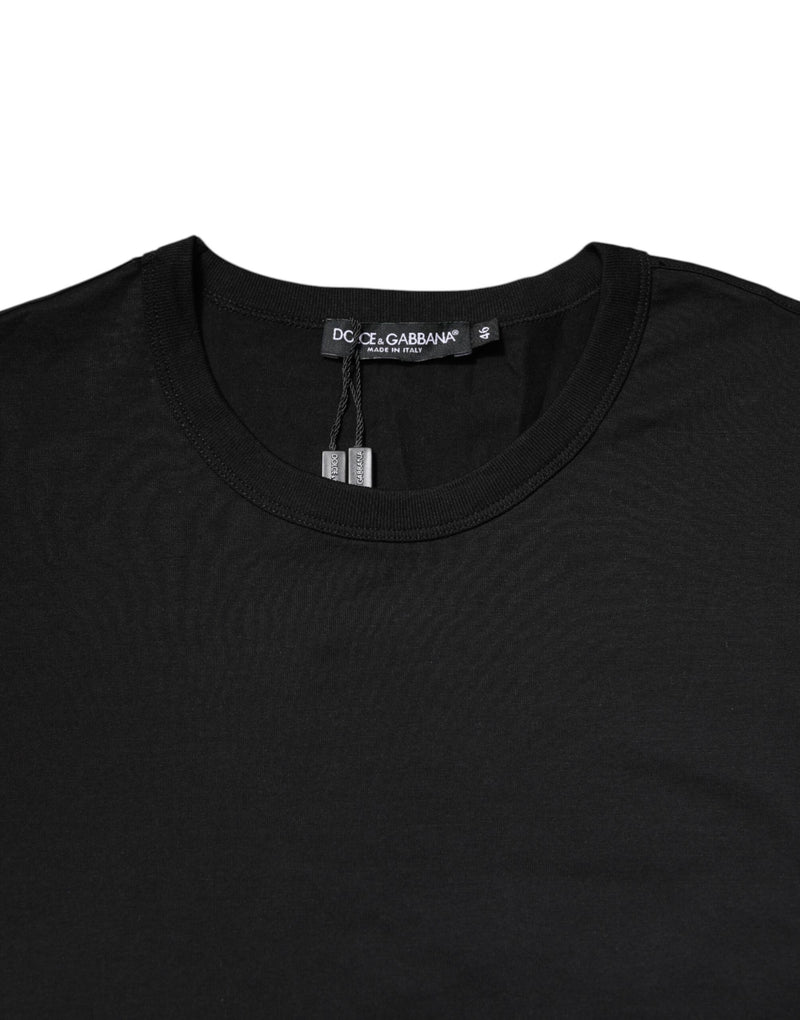 Camiseta negra de algodón, manga corta y cuello redondo de Dolce & Gabbana
