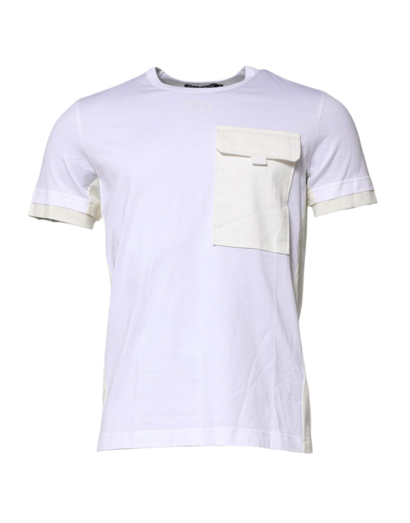 T-shirt Dolce & Gabbana blanc en coton à manches courtes avec poche