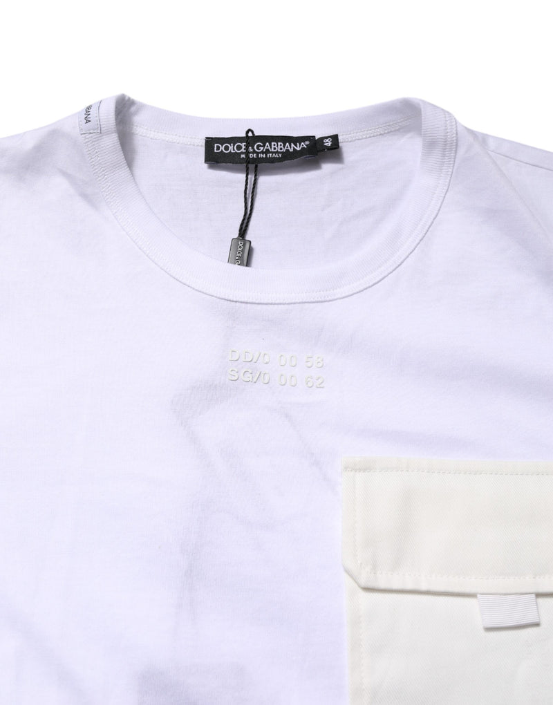 T-shirt Dolce & Gabbana blanc en coton à manches courtes avec poche