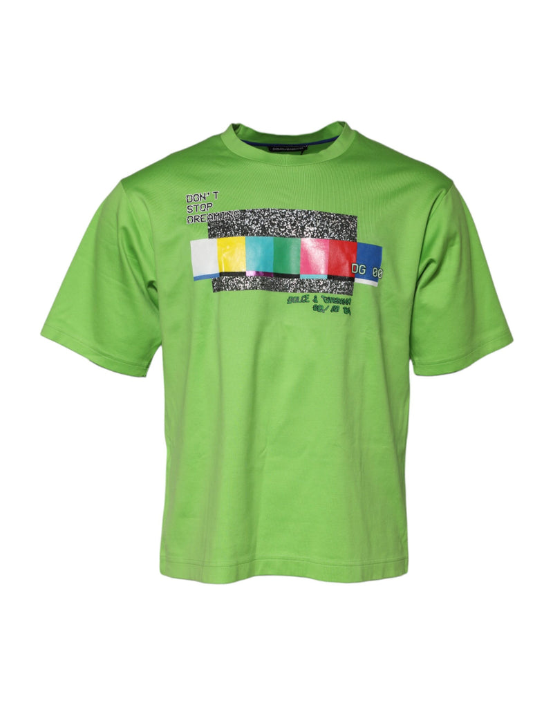 T-shirt vert à col rond avec imprimé graphique Dolce & Gabbana