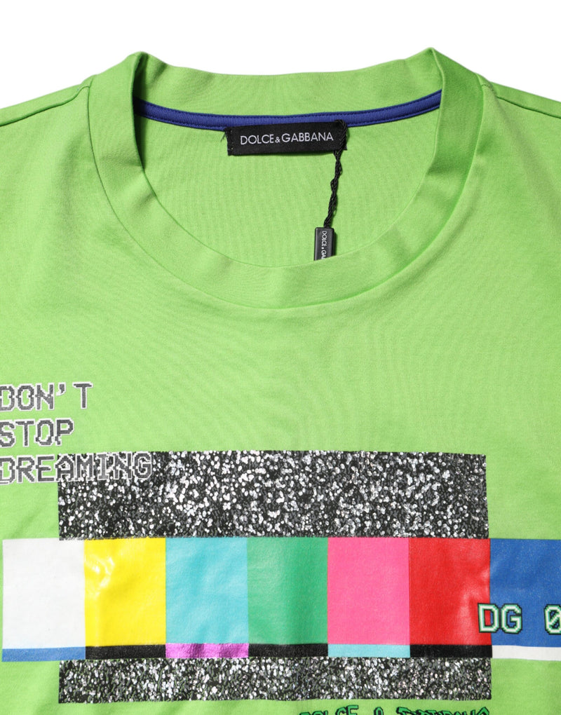 T-shirt vert à col rond avec imprimé graphique Dolce & Gabbana