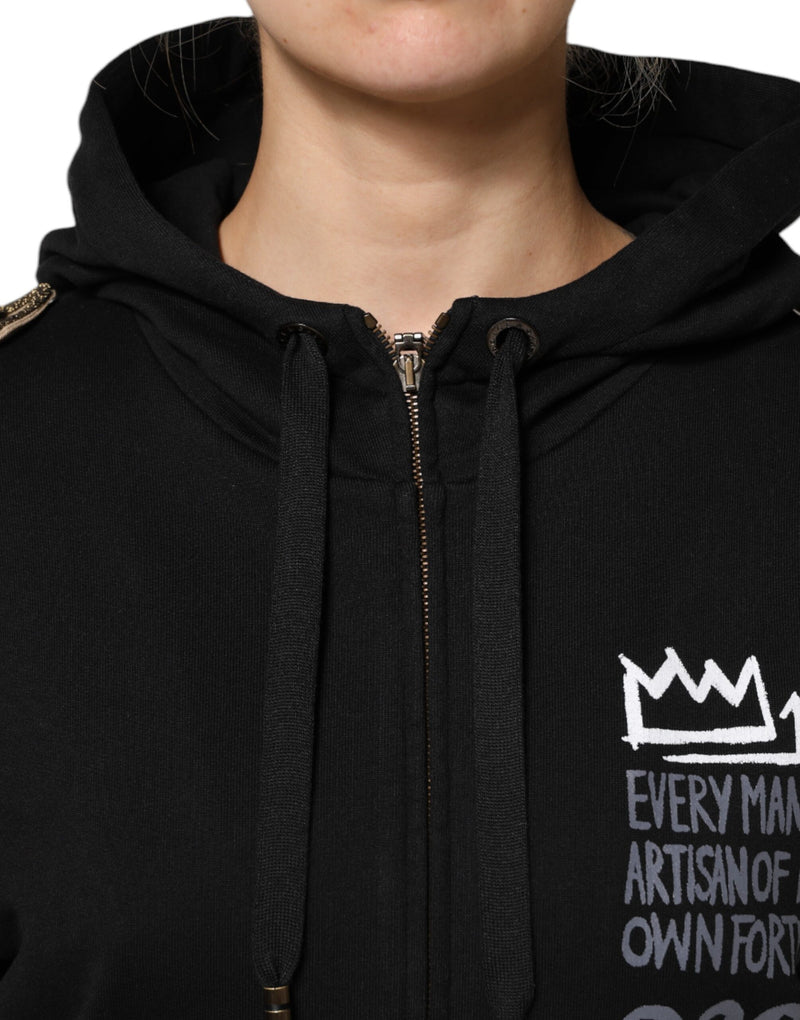 Dolce & Gabbana Black Logo Hooded Full Zip Sweatshirt Jacket