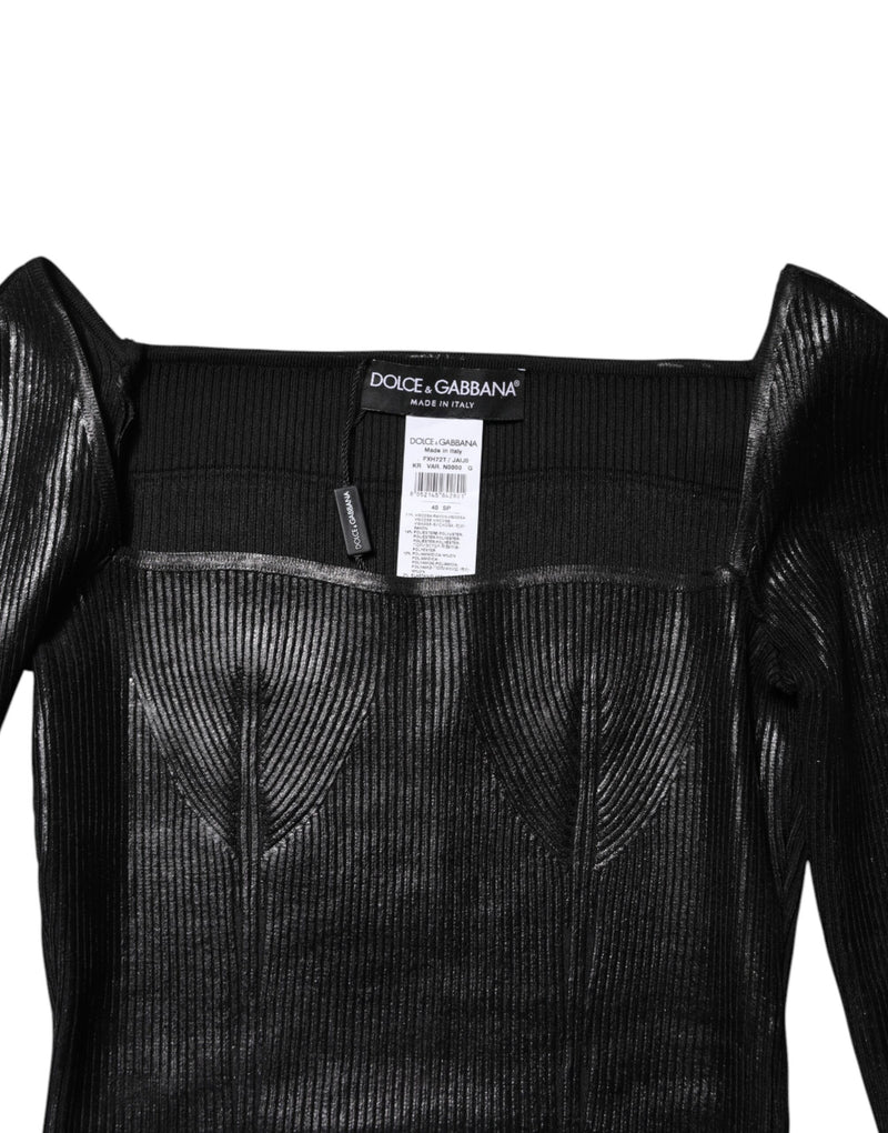 Dolce & Gabbana Black Viscose Long Sleeves Fitted Blouse Top