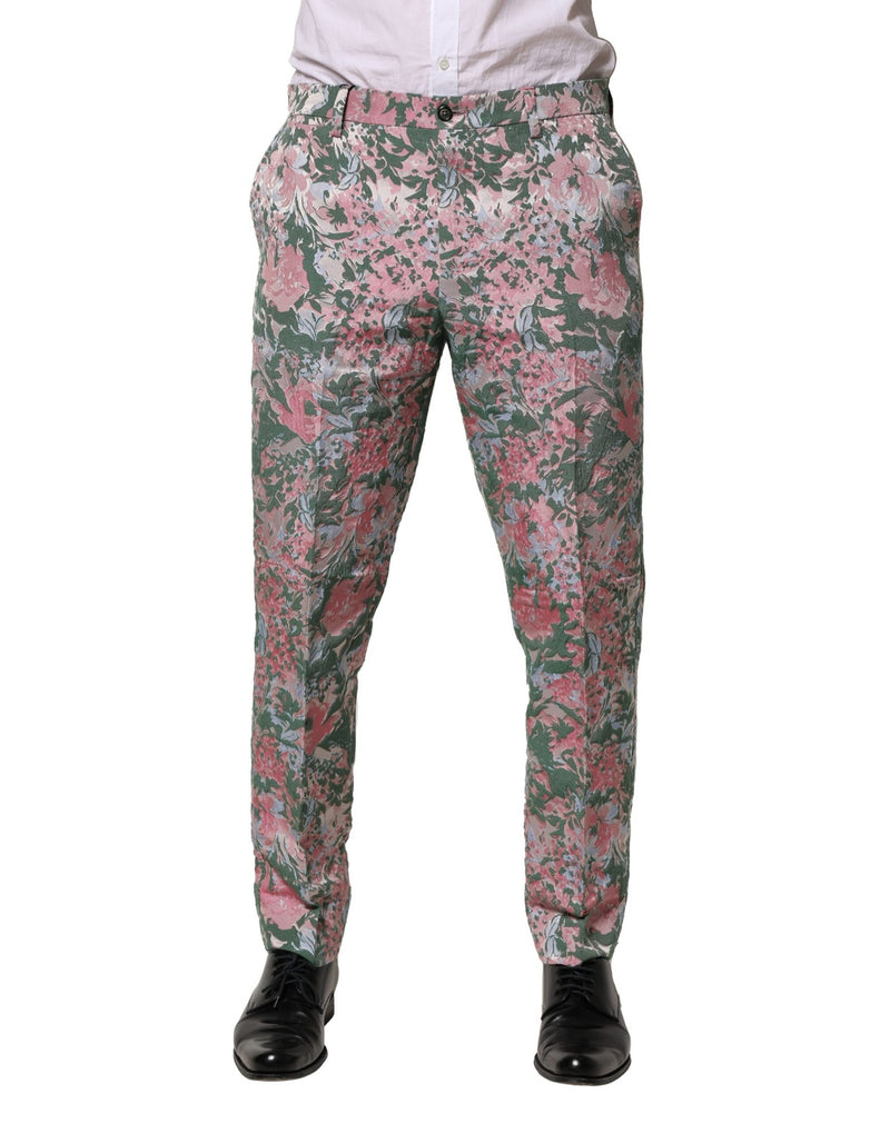 Pantalones de jacquard floral multicolor de Dolce & Gabbana