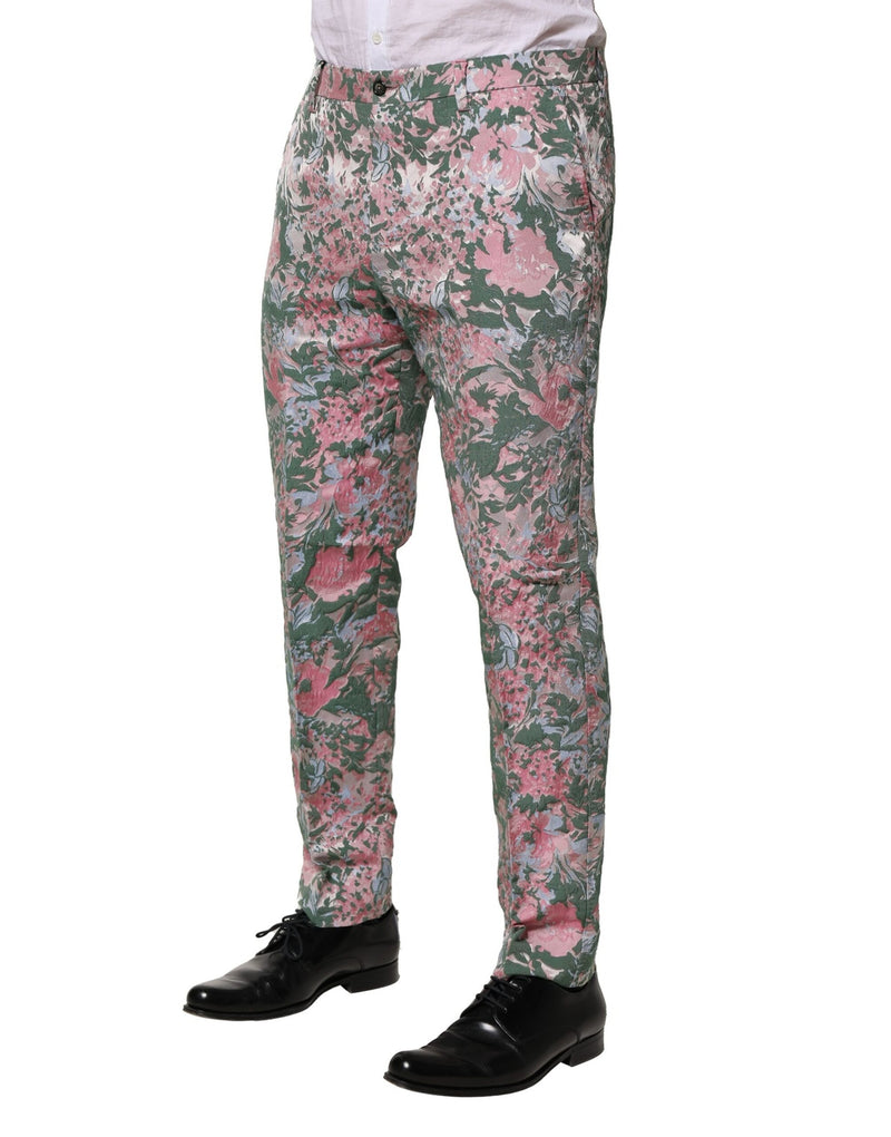 Pantalones de jacquard floral multicolor de Dolce & Gabbana