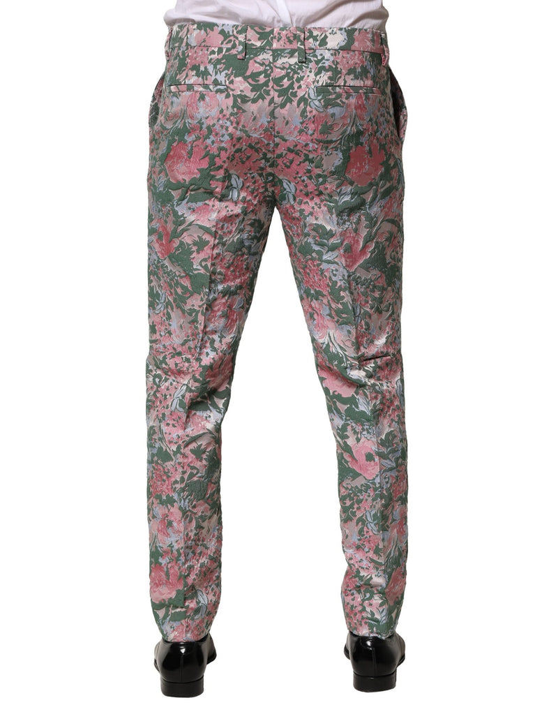 Pantalones de jacquard floral multicolor de Dolce & Gabbana