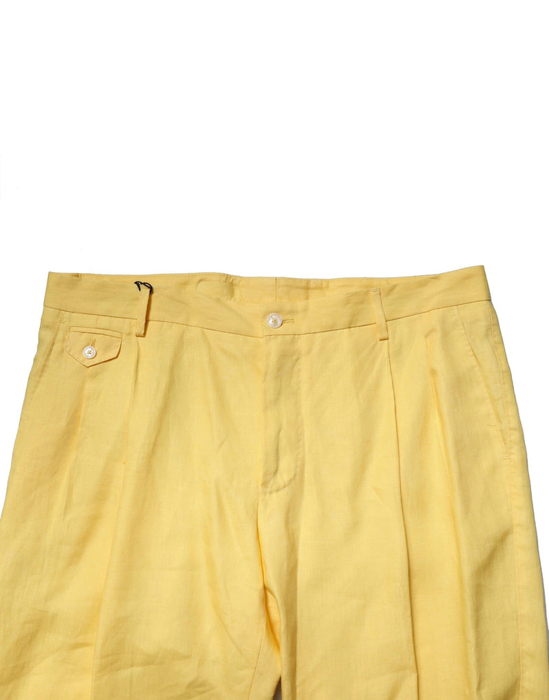Pantalon habillé fuselé jaune en lin pour homme Dolce & Gabbana