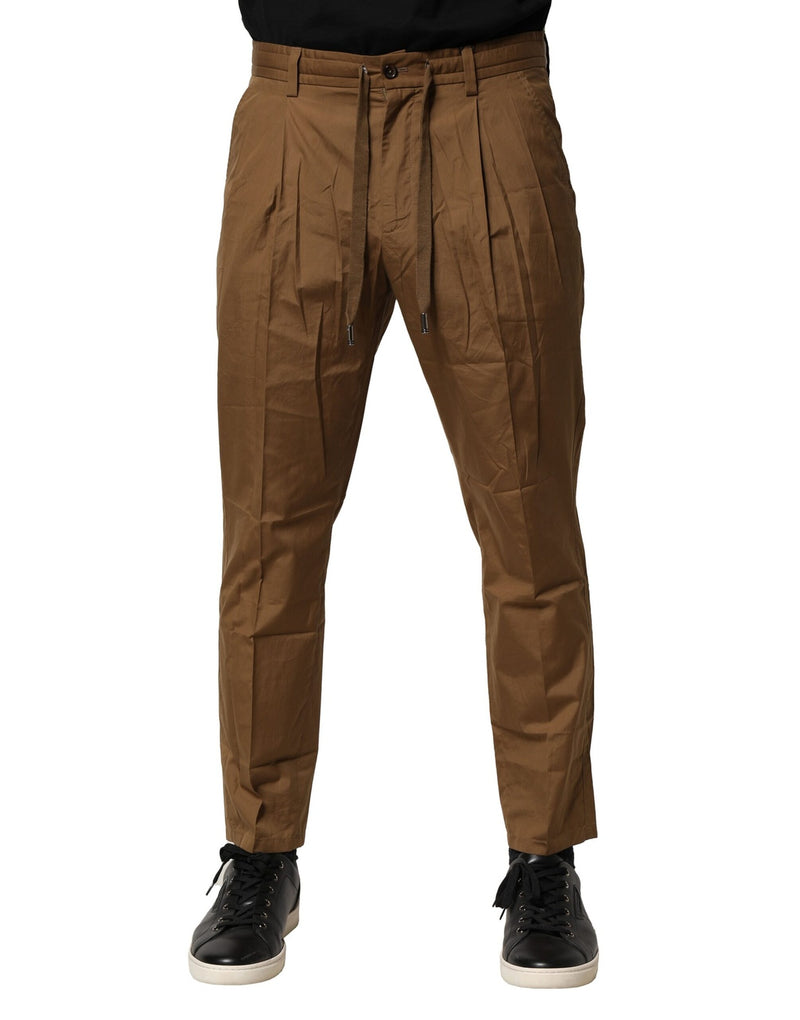 Pantalón chino de algodón marrón de tiro medio para hombre Dolce & Gabbana