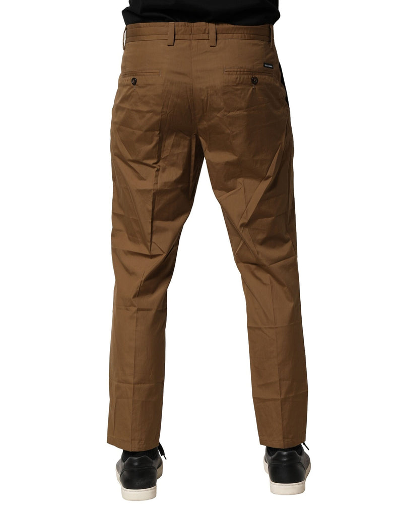 Pantalón chino de algodón marrón de tiro medio para hombre Dolce & Gabbana