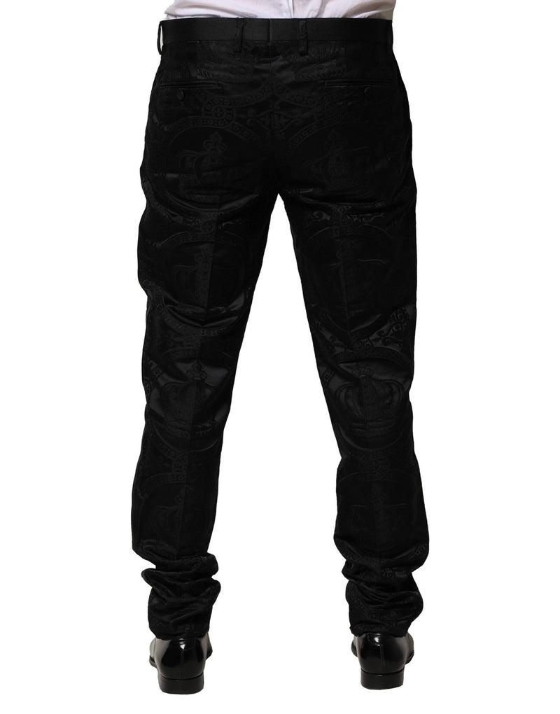 Pantalón de vestir de algodón negro con corona DG Dolce & Gabbana