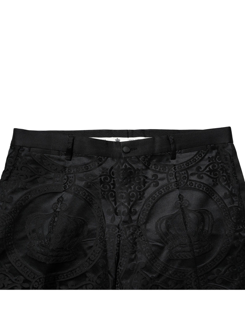 Pantalón de vestir de algodón negro con corona DG Dolce & Gabbana