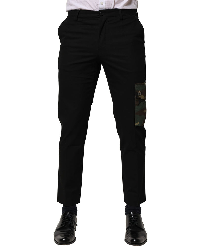 Pantalón cargo de vestir de algodón negro para hombre Dolce & Gabbana