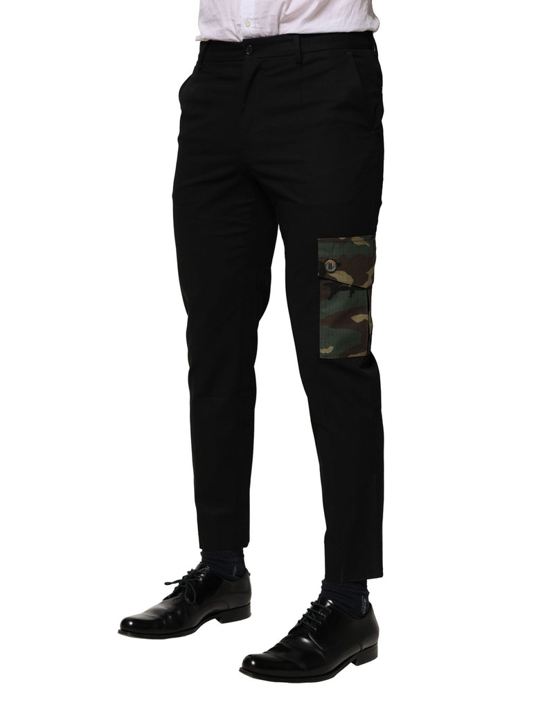 Pantalón cargo de vestir de algodón negro para hombre Dolce & Gabbana