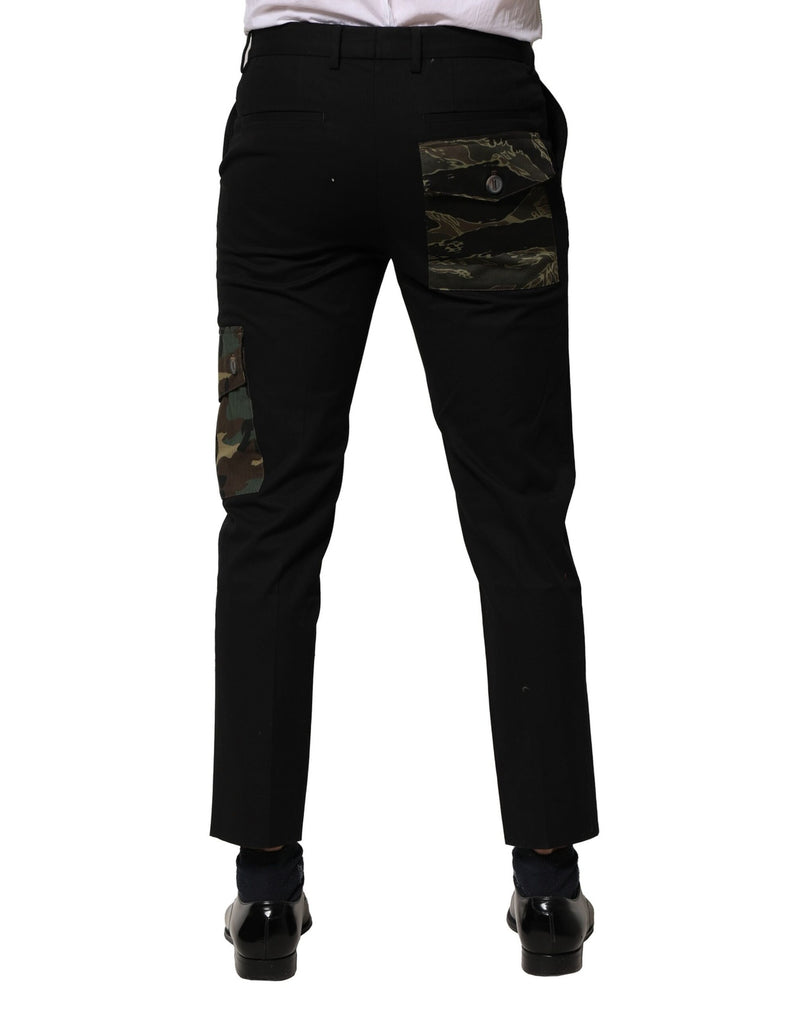 Pantalón cargo de vestir de algodón negro para hombre Dolce & Gabbana