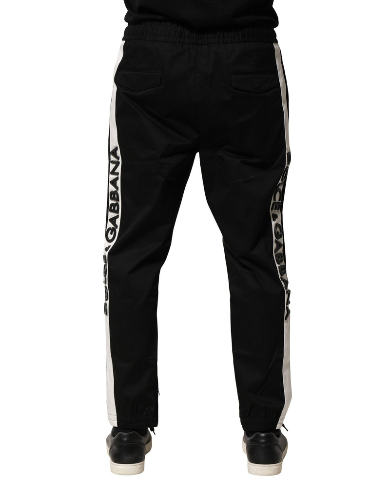 Pantalon de jogging à taille mi-haute en coton noir Dolce & Gabbana