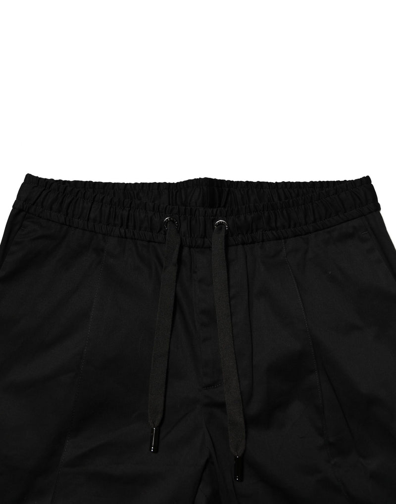 Pantalon de jogging à taille mi-haute en coton noir Dolce & Gabbana