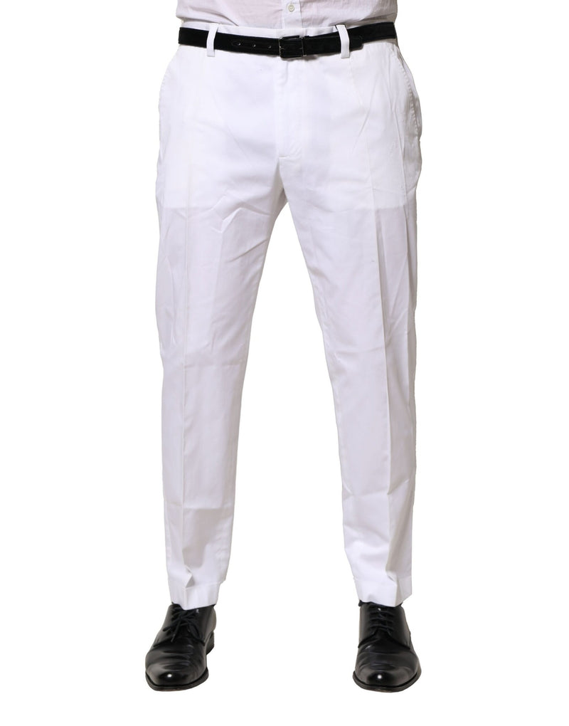 Dolce & Gabbana Pantaloni eleganti formali slim in cotone bianco