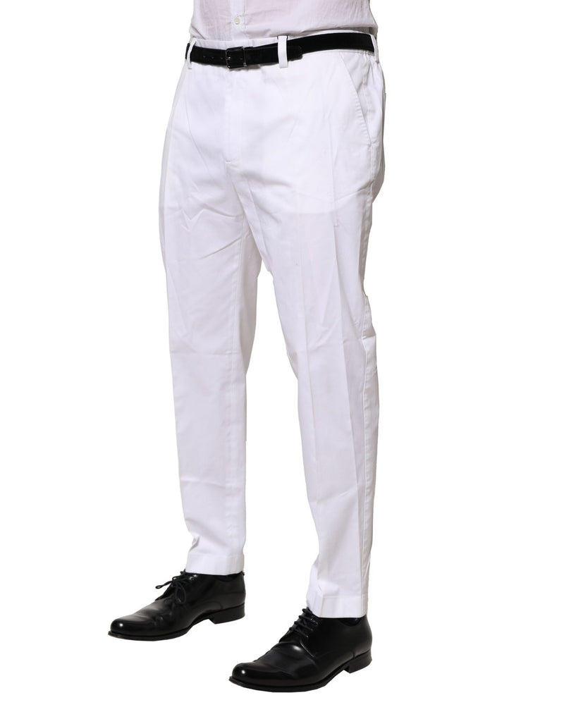 Dolce & Gabbana Pantaloni eleganti formali slim in cotone bianco