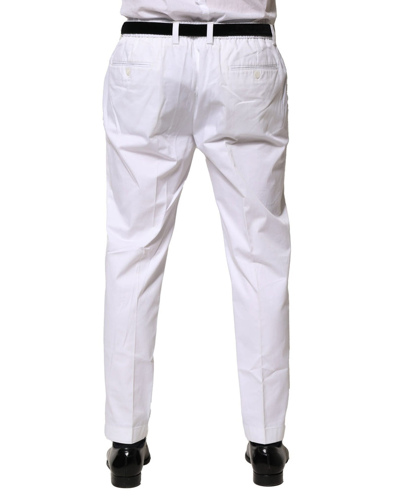 Dolce & Gabbana Pantaloni eleganti formali slim in cotone bianco