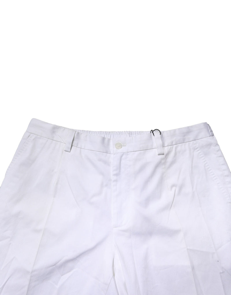Dolce & Gabbana Pantaloni eleganti formali slim in cotone bianco