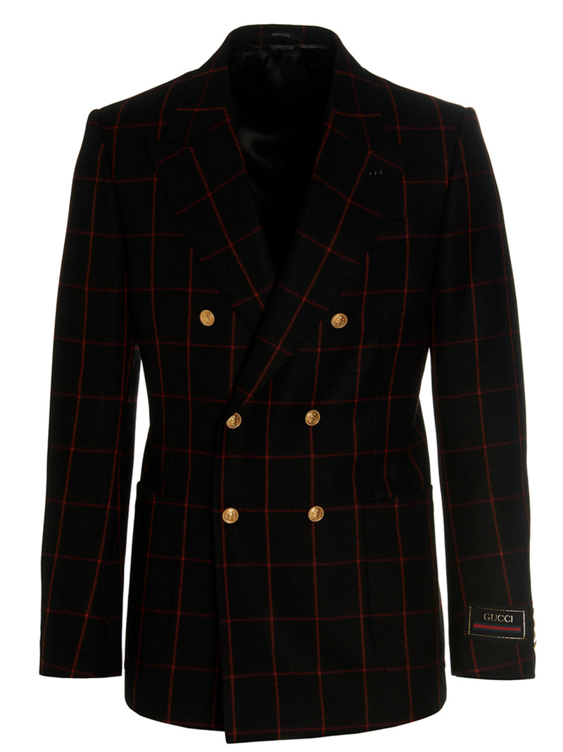 Gucci Double-breasted Check Blazer | Urbalenti™ NYC