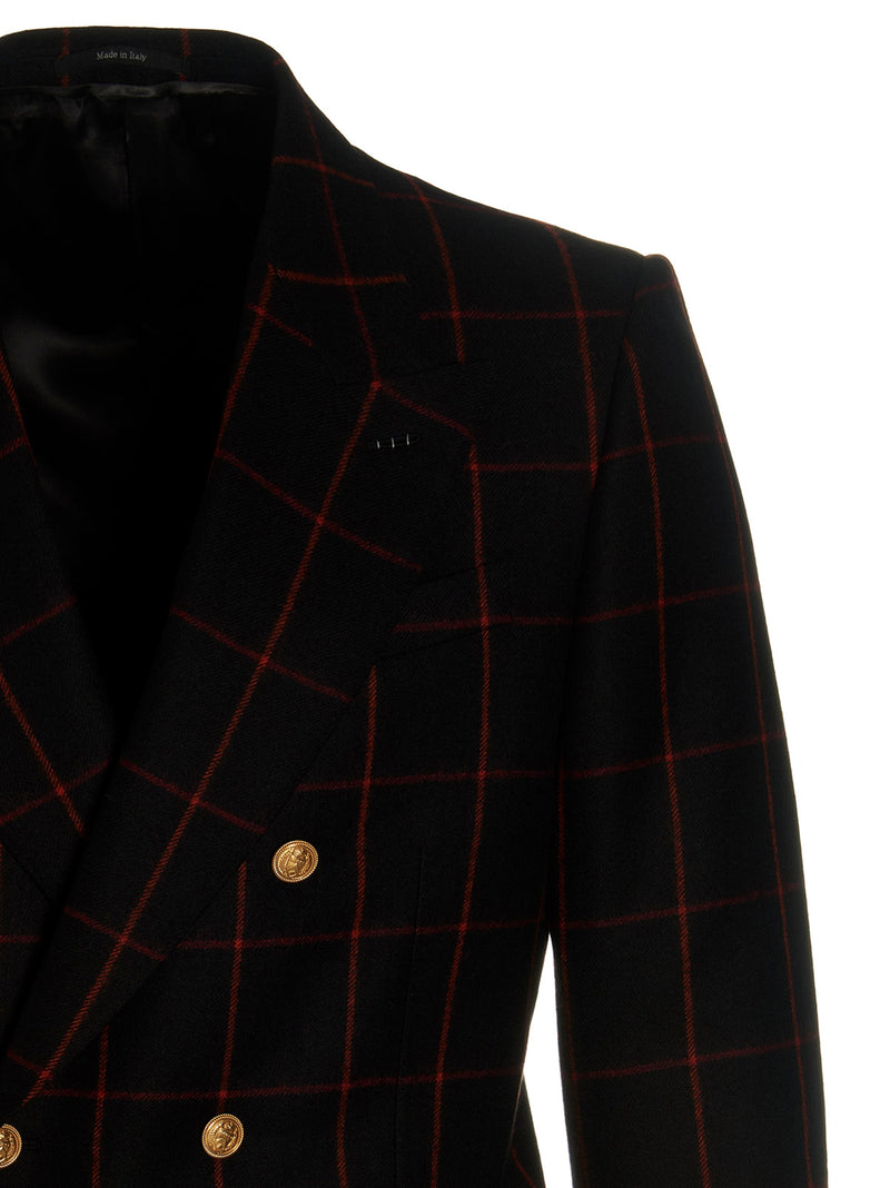Gucci Double-breasted Check Blazer | Urbalenti™ NYC
