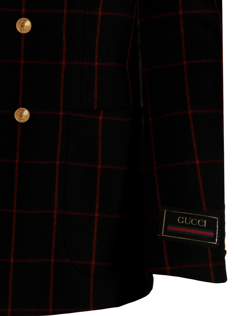 Gucci Double-breasted Check Blazer | Urbalenti™ NYC