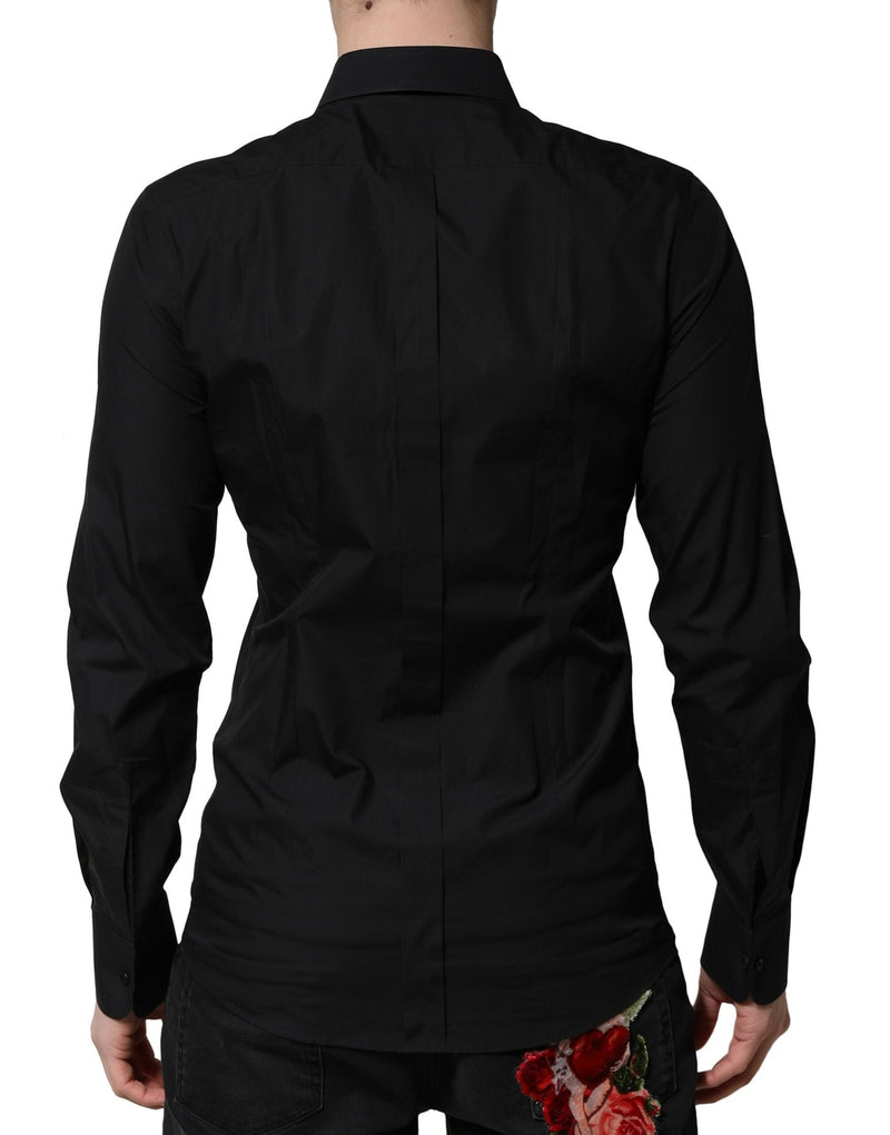 Dolce & Gabbana Camicia elegante formale a maniche lunghe nera e oro