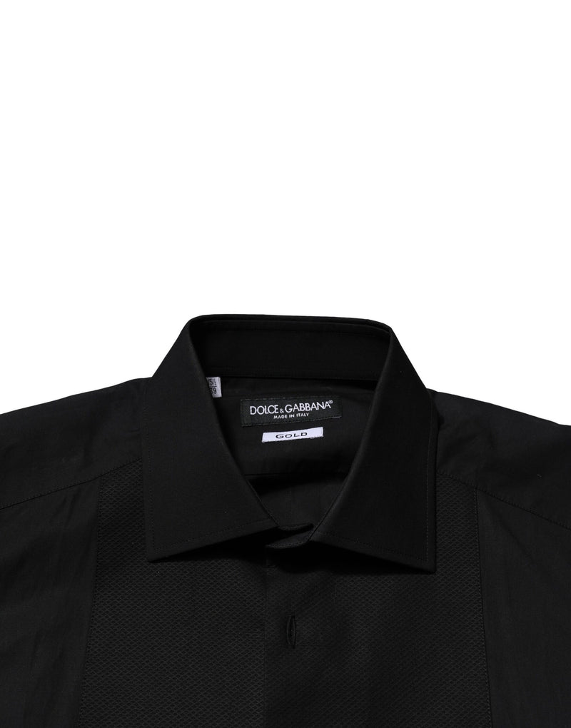 Dolce & Gabbana Camicia elegante formale a maniche lunghe nera e oro