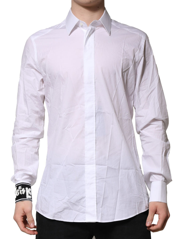 Camicia formale elegante da uomo in cotone bianco e oro Dolce & Gabbana