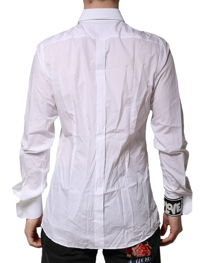 Camicia formale elegante da uomo in cotone bianco e oro Dolce & Gabbana