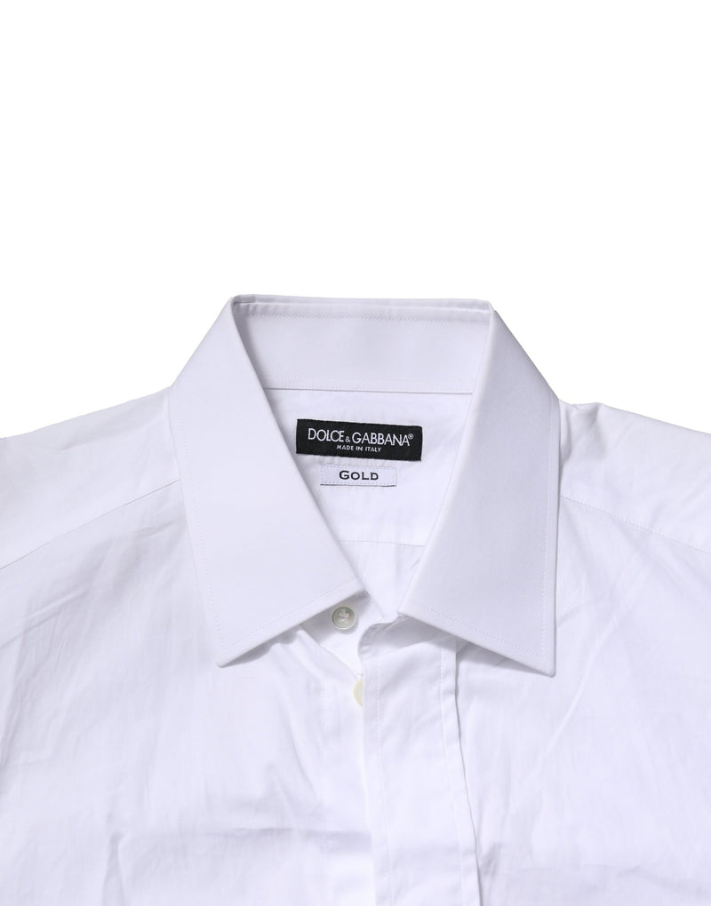 Camicia formale elegante da uomo in cotone bianco e oro Dolce & Gabbana