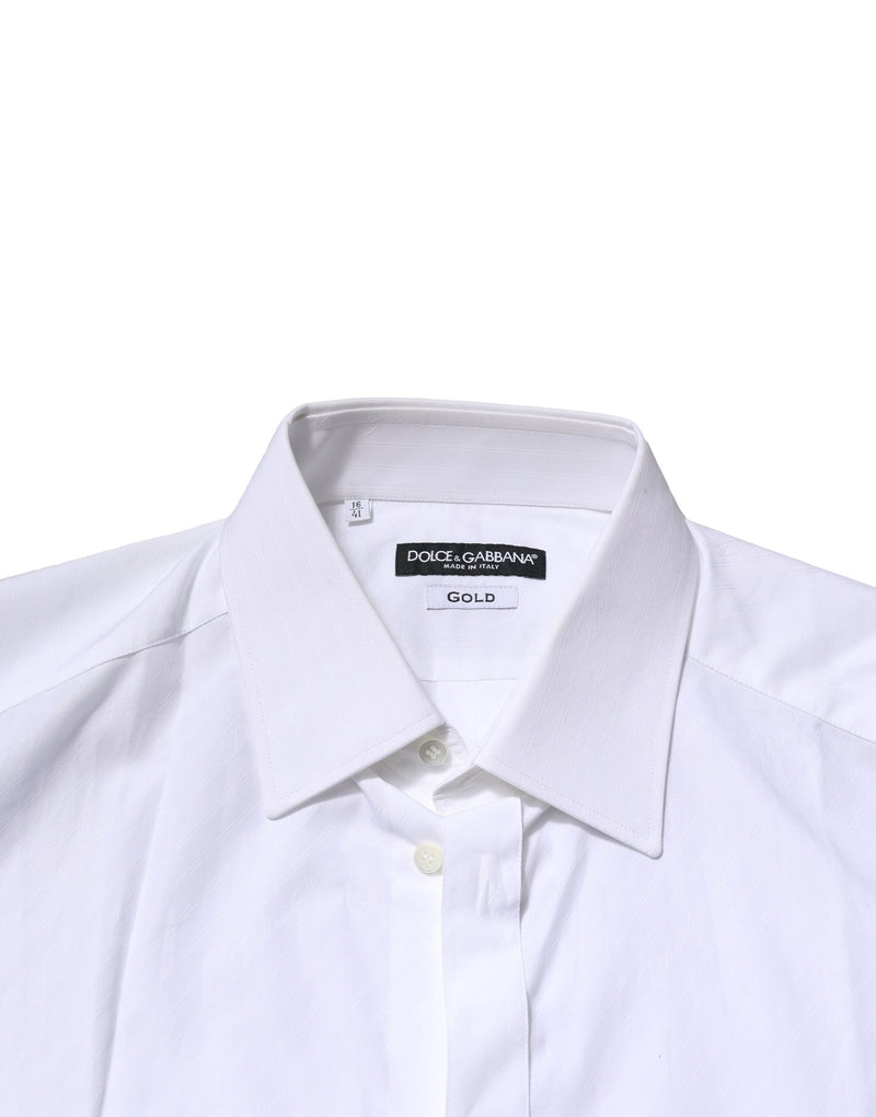 Camisa formal para hombre de manga larga en blanco y dorado de Dolce & Gabbana