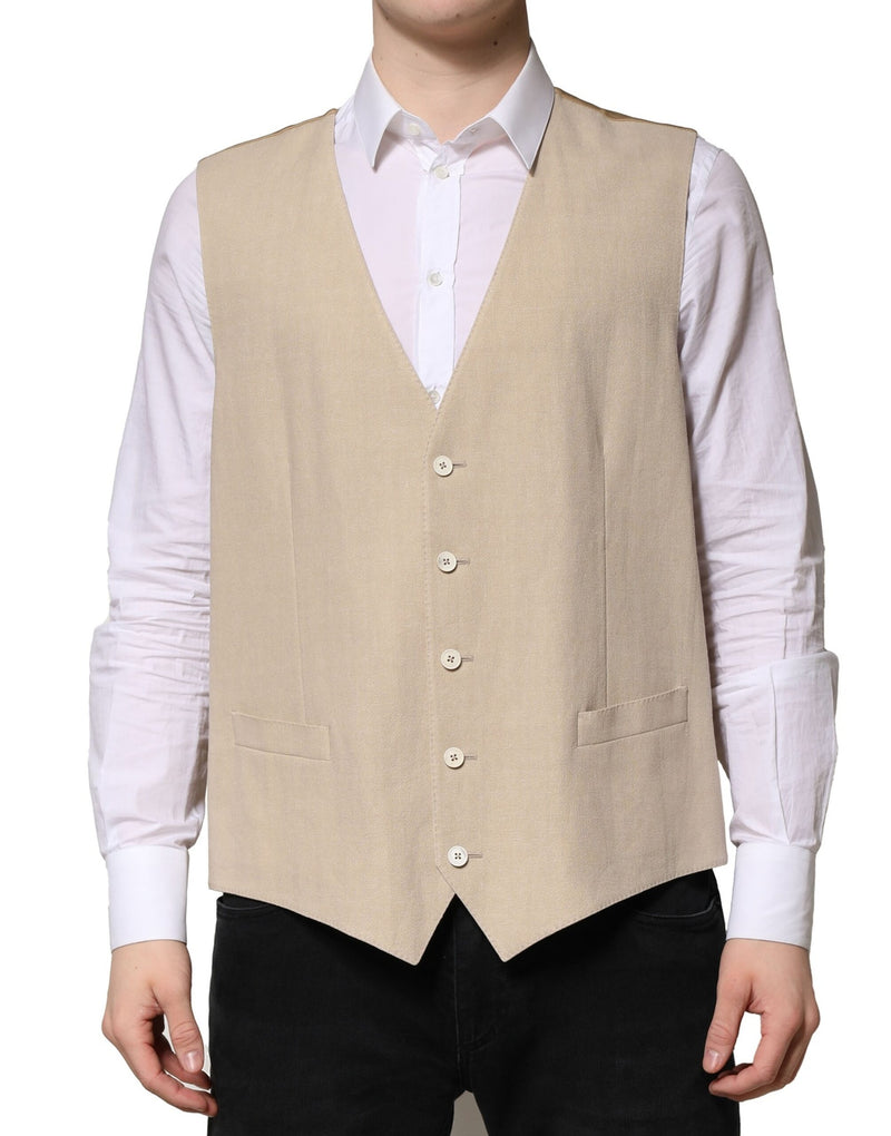 Chaleco formal de lino beige para hombre de Dolce & Gabbana