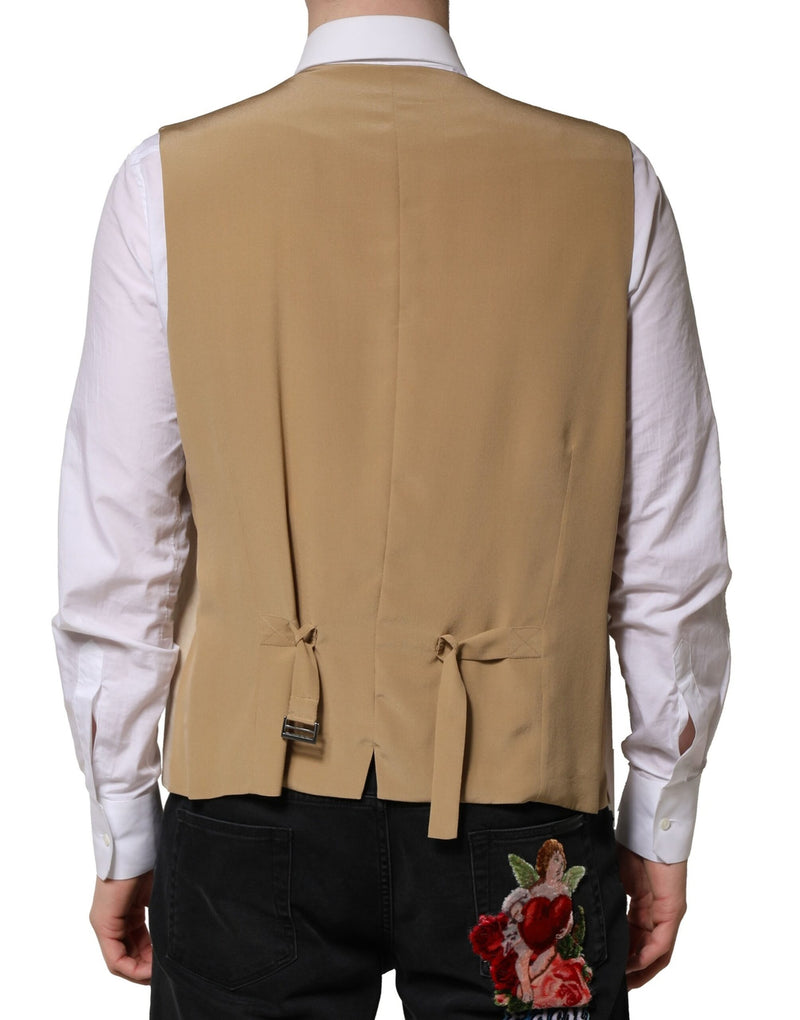 Chaleco formal de lino beige para hombre de Dolce & Gabbana