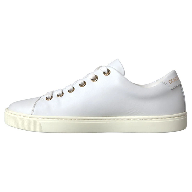 Baskets en cuir blanc avec cœur rouge et détails dorés Dolce & Gabbana