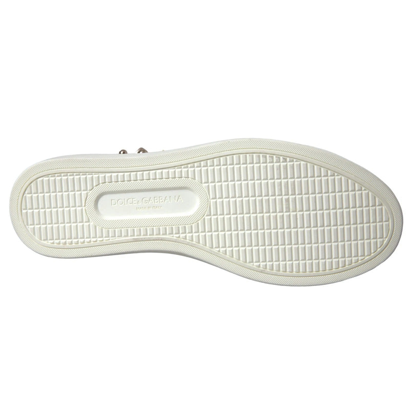 Baskets en cuir blanc avec cœur rouge et détails dorés Dolce & Gabbana