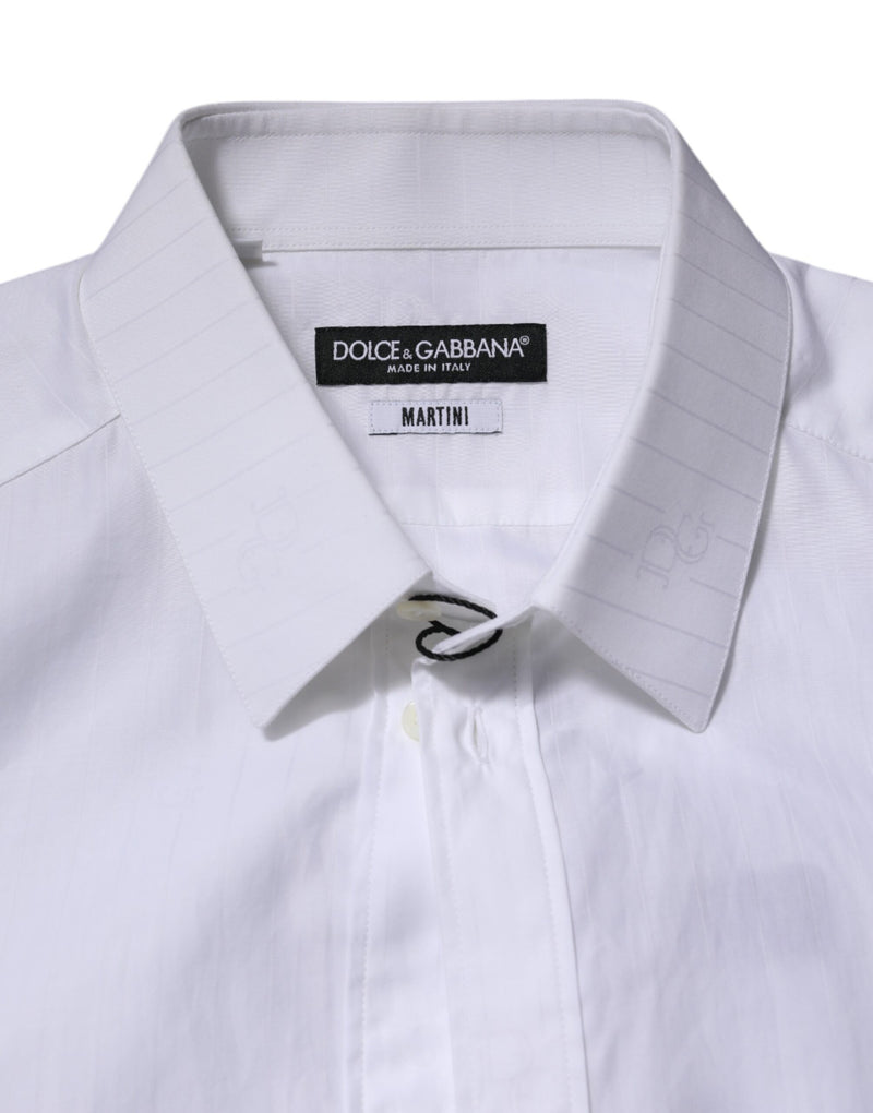 Dolce & Gabbana White Cotton MARTINI Long Sleeve Formal Shirt